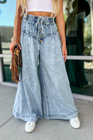 Vintage Vibes Wide Leg Mineral Washed Denim Pants - Simply Me Boutique