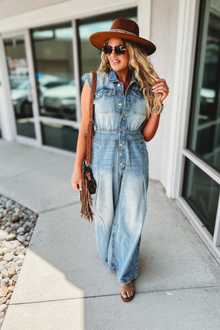 Western Belle Denim Jumpsuit - Simply Me Boutique