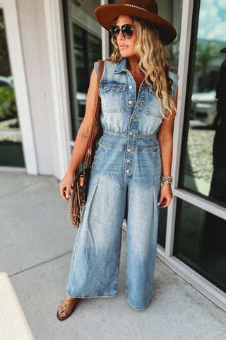 Western Belle Denim Jumpsuit - Simply Me Boutique