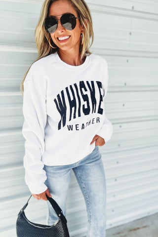 Whiskey Weather WHITE Graphic Sweatshirt - Simply Me Boutique