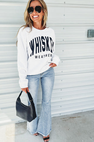 Whiskey Weather WHITE Graphic Sweatshirt - Simply Me Boutique