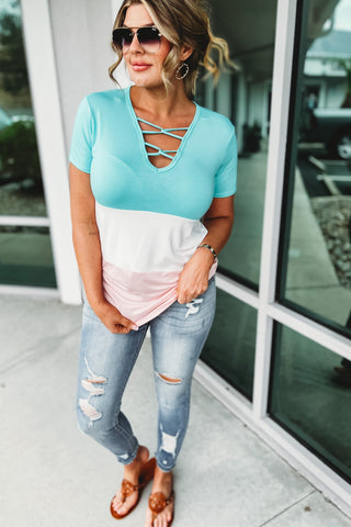 Rock This Town Cross Neck Detail Top 3 Colors!