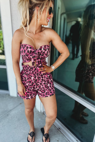 Lazy Day Vibes Leopard Tube Top and Shorts Set