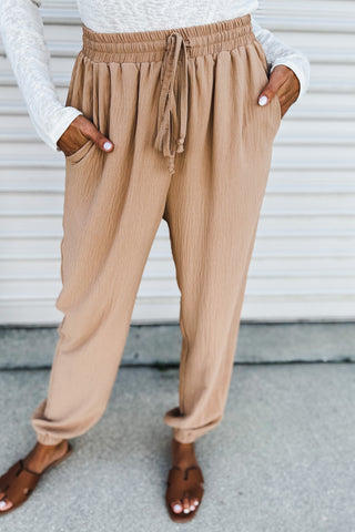The First Step Elastic Waistband Taupe Pants
