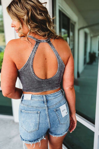 Victory Lap Ribbed V Neck Crop Top - Simply Me Boutique