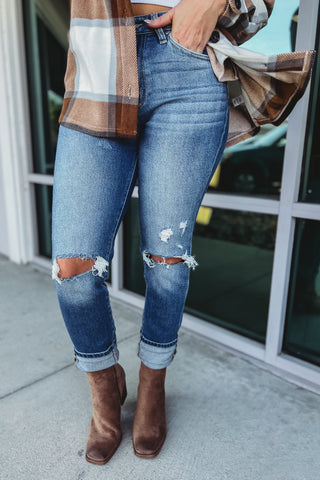 KanCan Lorelai Distressed Cuffed Jeans