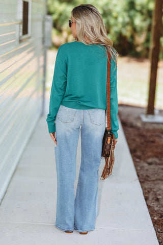 Stay in the Moment Skimmer Length Sweater (Teal)
