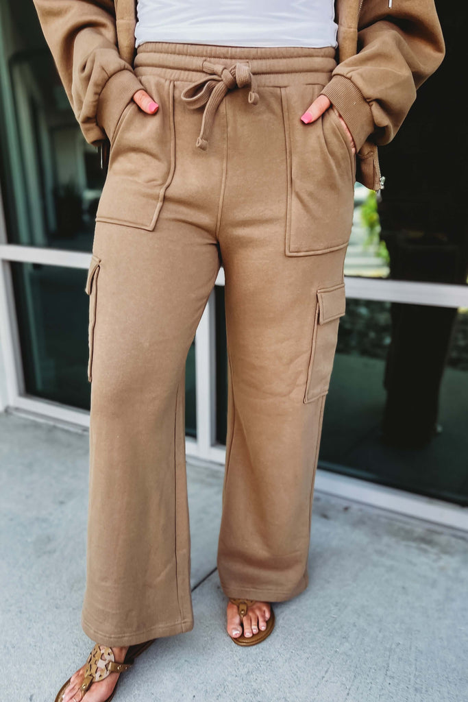 No Stopping Me Now High Rise Cargo Wide Leg Lounge Pants (More colors)