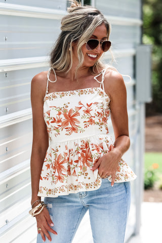 Magnolia Market Floral Peplum Top