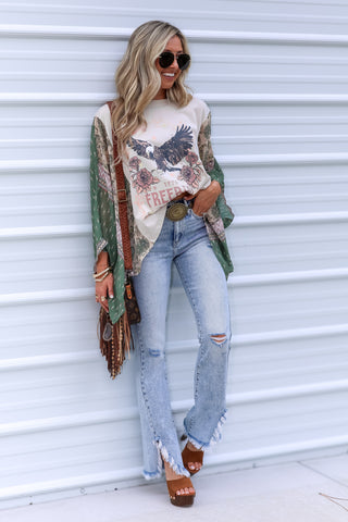 KANCAN Rosie High Rise Fray Hem Boot Cut Jeans