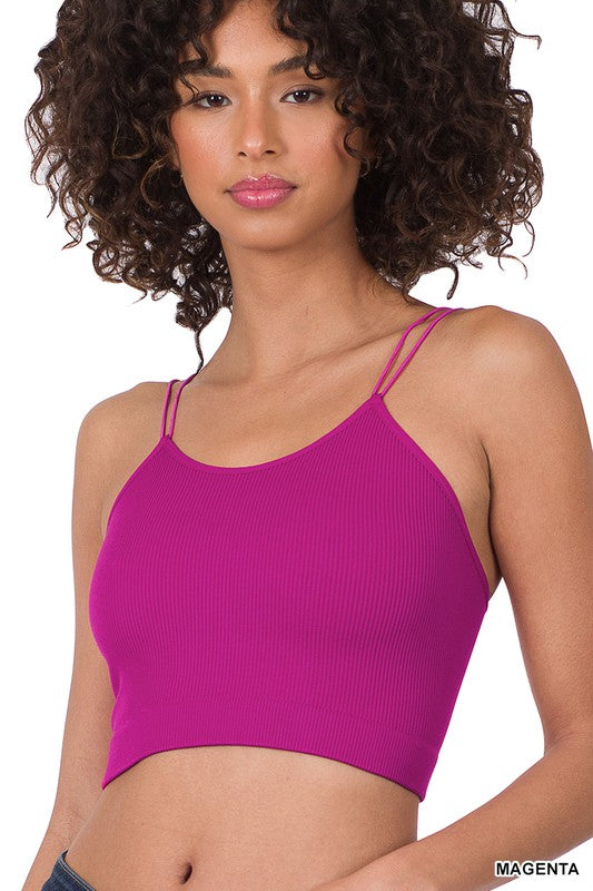 (More colors) Casual Vibes Ribbed Double Strap Cropped Cami