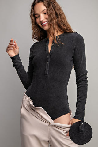 Ready for Anything Henley Long Sleeve Bodysuit 2 Colors!