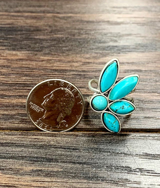 Western Turquoise Floral Adjustable Ring