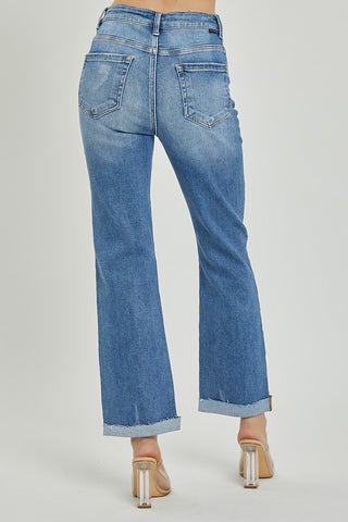 RISEN Kendall High Rise Button Fly Ankle Straight Leg Jeans