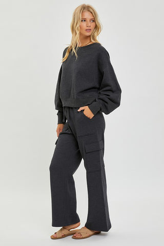 RISEN No Stopping Me Now High Rise Cargo Wide Leg Lounge Pants