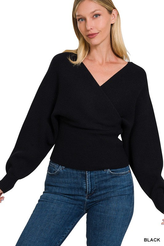 Letting You Go Faux Wrap Pullover Sweater (More colors)