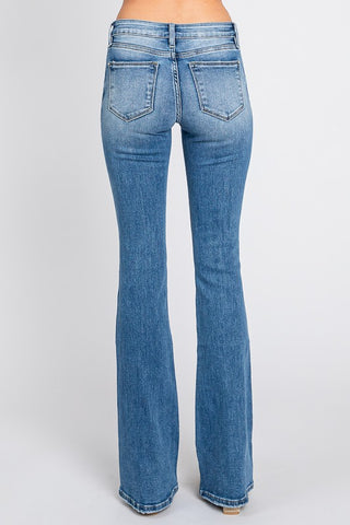 PETRA153 Cassidy Button Fly Low Rise Flare Jeans