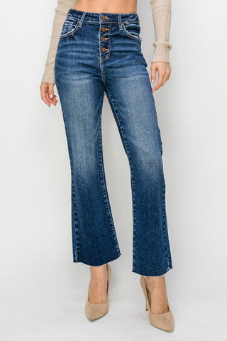 RISEN Justine High Rise Button Fly Ankle Flare Jeans
