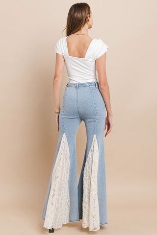 The Rylee Lace Detail Wide Leg Super Flare Jeans
