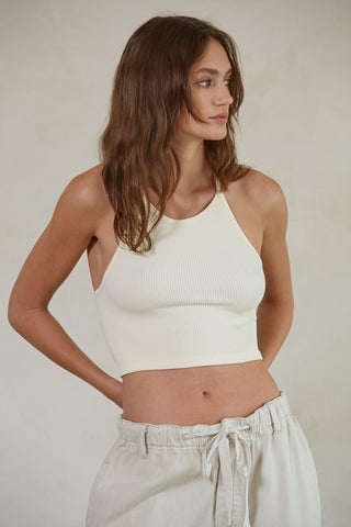 Core Classic Cream Ribbed Crop Top