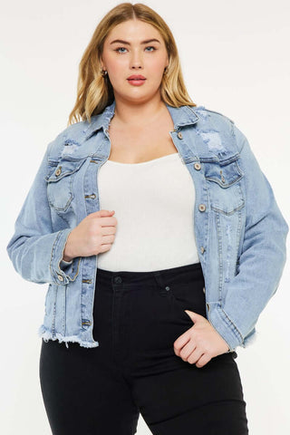 KANCAN Zoey Fray Hem Denim Jean Jacket 2 COLORS!