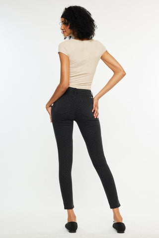 (PREORDER) KANCAN Dark Grey Polka Dot Skinny Jeans