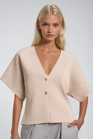 Stay Classy Beige Short Sleeve Cardigan