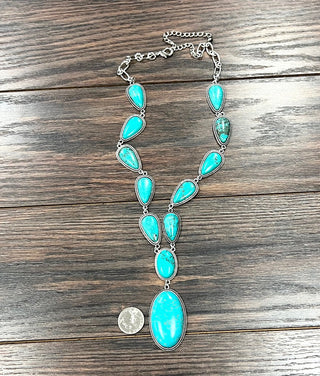 Western Long Pendant Turquoise Necklace