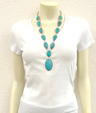 Western Long Pendant Turquoise Necklace