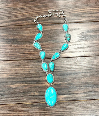 Western Long Pendant Turquoise Necklace