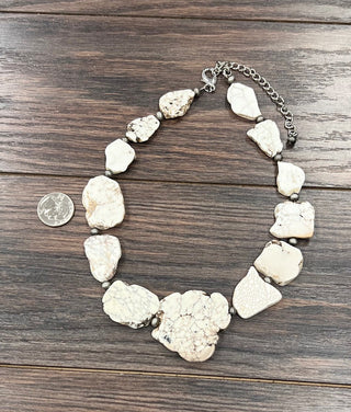 White Turquoise Slab Necklace
