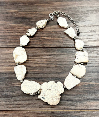 White Turquoise Slab Necklace