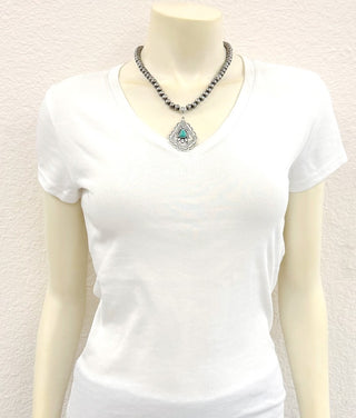 Boho Antique Silver Pendant Necklace