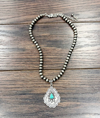 Boho Antique Silver Pendant Necklace