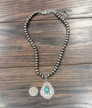 Boho Antique Silver Pendant Necklace