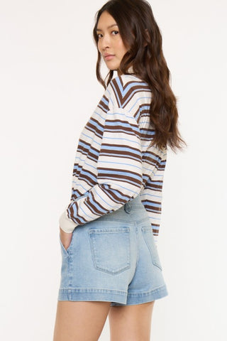 (PREORDER SHIPS 10 DAYS) KANCAN Leah High Rise Pleated Denim Shorts