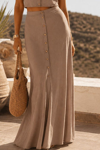 Canyon Breeze Maxi Skirt (Khaki)