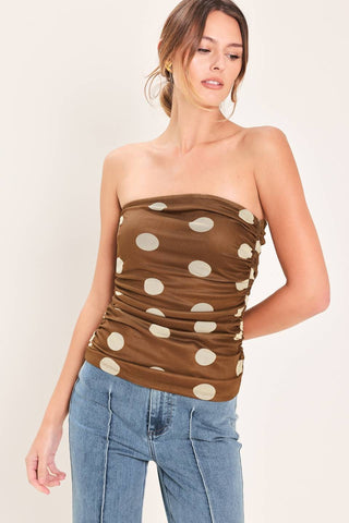 Mocha Mingle Polka Dot Tube Top