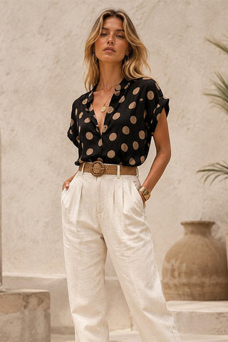Everyday Chic Polka Dot Top (Black)