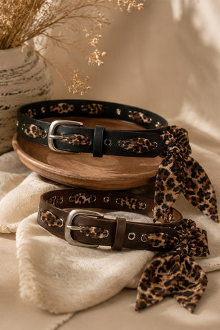 Black Leopard Scarf Grommet Belt