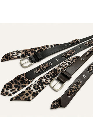 Black Leopard Scarf Grommet Belt