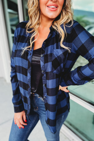 Out of the Woods Button Down Plaid Top