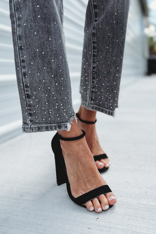 (PREORDER) KANCAN Charley Cropped Straight Rhinestone Detail Jeans