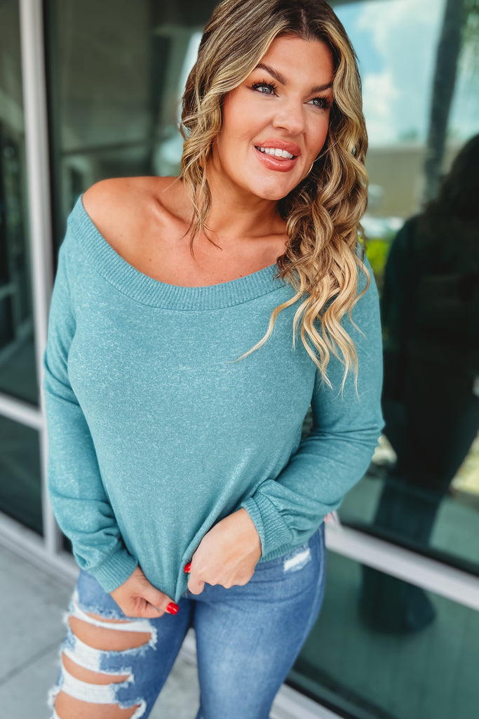 Stay Awhile Off Shoulder Brushed Knit Top