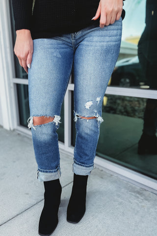 KanCan Lorelai Distressed Cuffed Jeans