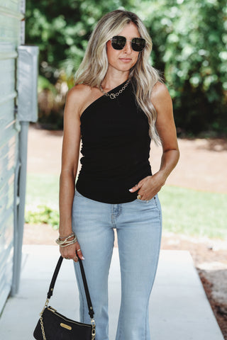 Endless Charm Ruched One Shoulder Top