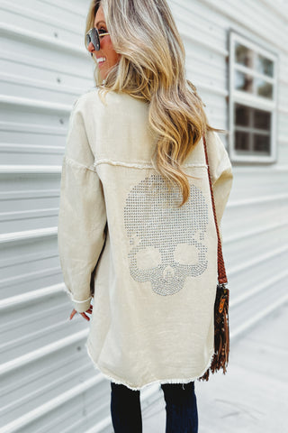 The Lennon Oversized Skull Jacket (Beige)
