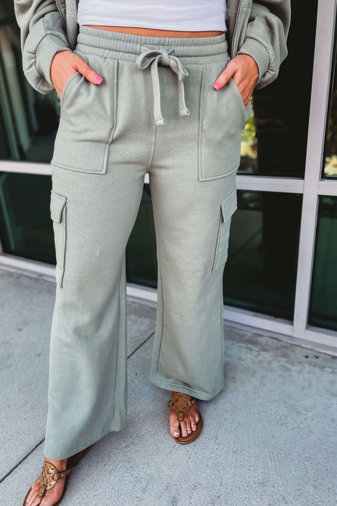 No Stopping Me Now High Rise Cargo Wide Leg Lounge Pants (More colors)