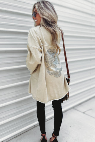 The Lennon Oversized Skull Jacket (Beige)
