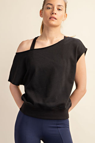 (3 COLORS) Simple Days French Terry Off Shoulder Top - Simply Me Boutique